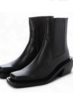 ALOHAS Black Leather Rancher Chelsea Boots Size 38